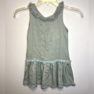 M.L. Kids Drop Waist Sea foam Green Fringe Sleeveless Dress 4T NWT